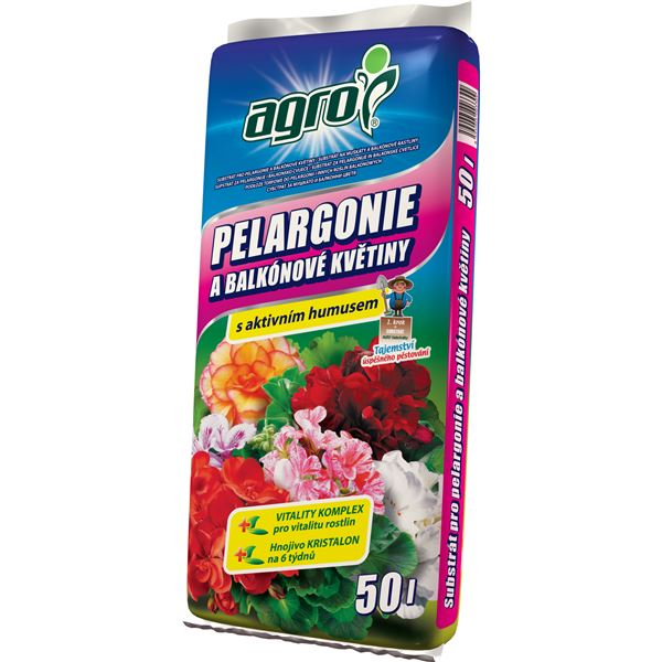 AGRO Substrát pro muškáty a jiné balkónové květiny 50 L