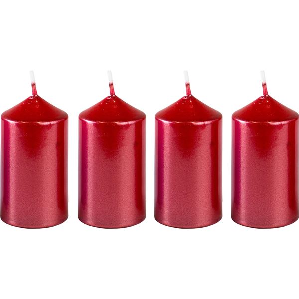 Svíčka adventní 40x75 mm - metalická červená (4ks)
