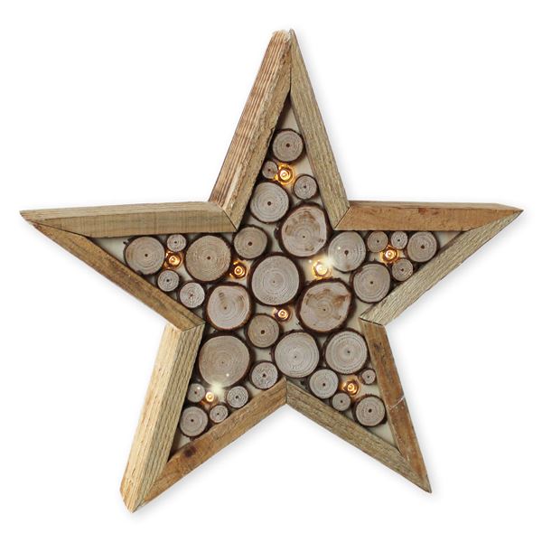 Hvězda dřevo LED 29 cm