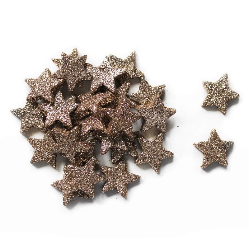 Hvězdičky přízdoba pěna, pr.2 cm, 24 ks, bronzová