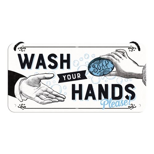 Závěsná cedule: Wash Your Hands 10x20 cm