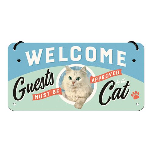 Závěsná cedule: Welcome Guests Cat 10x20 cm