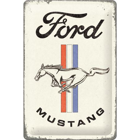 Plechová cedule: Ford Mustang (Horse & Stripes) - 30x20 cm