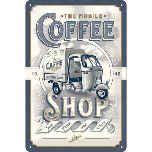 Plechová cedule: The Mobile Coffee Shop - 30x20 cm