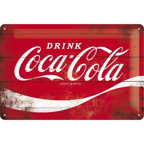 Plechová cedule: Coca-Cola (klasické logo) - 30x20 cm