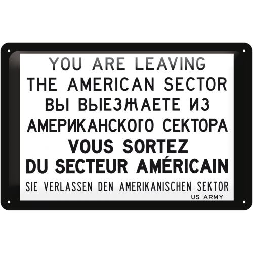 Plechová cedule: You are leaving the american sector - 30x20 cm