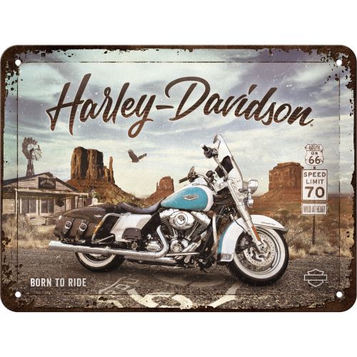 Plechová cedule: Harley-Davidson Route 66 Road King Classic - 20x15 cm