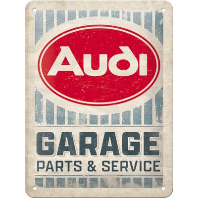 Plechová cedule: Audi (Garage Parts & Service) - 15x20 cm
