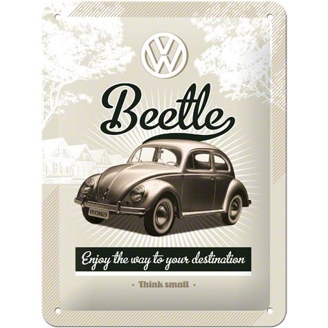 Plechová cedule: VW Retro Beetle - 15x20 cm