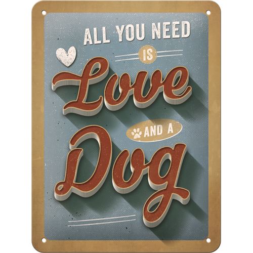 Plechová cedule: All You Need is Love and Dog - 20x15 cm
