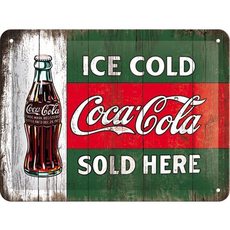 Plechová cedule: Coca-Cola (Sold Here) - 20x15 cm