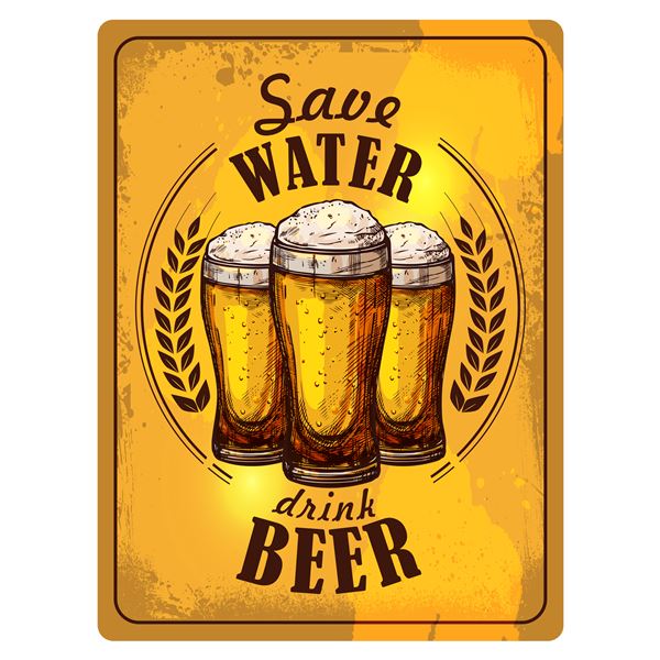 Plechová cedule: Save Water, Drink Beer - 30x40 cm