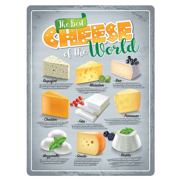 Plechová cedule: The Best Cheese of the World - 30x40 cm