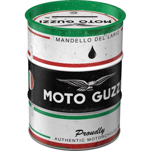 Plechová kasička barel: Moto Guzzi Italian Motorcycle Oil